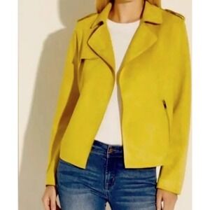 Philosophy Republic Clothing Faux Suede Moto Jacket Yellow Women's